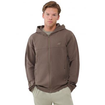 Hanorac barbat  M1537 - anii '80 - maro - bumbac - cu gluga si buzunare cu fermoar -