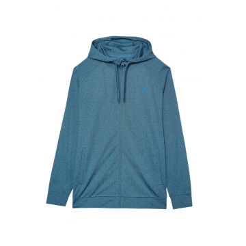 Hanorac barbatesc  M404 - verde marin melanj - material elastic - cu gluga integrata -