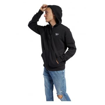 Hanorac  gluga cu snur - buzunare tip cangur - negru - bumbac -