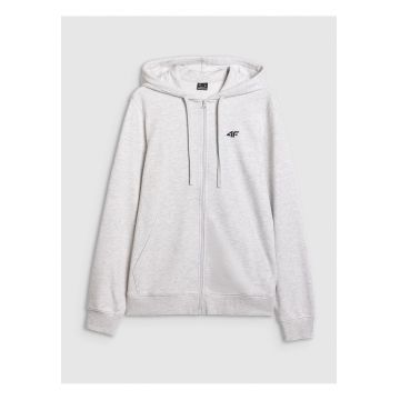 Hanorac  gri - bumbac - cu gluga si fermoar