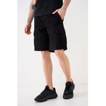 Pantaloni scurti cargo cu snur Dylan - Negru