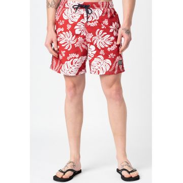 Pantaloni scurti de baie Campus Hawaiian - Rosu/Alb
