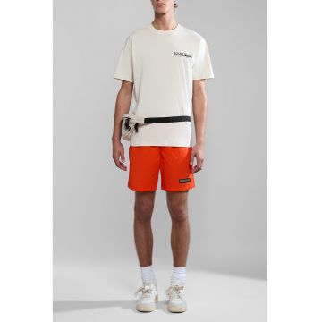 Pantaloni scurti de baie cu aplicate logo V-Iaato - Portocaliu mandarina