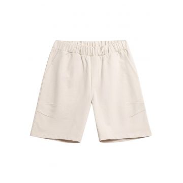 Pantaloni scurti  talie elastica - doua buzunare - bumbac/poliester - Crem