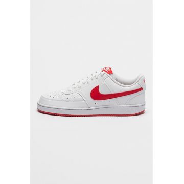 Pantofi sport de piele ecologica cu logo contrastant Court Vision - Rosu/Alb