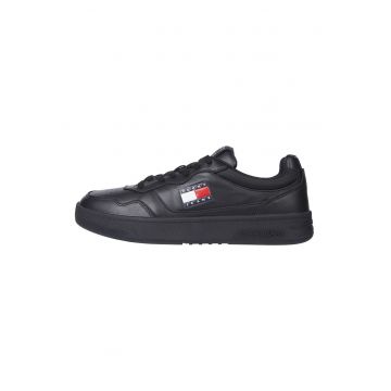 Pantofi sport din piele cu garnituri contrastante - Negru