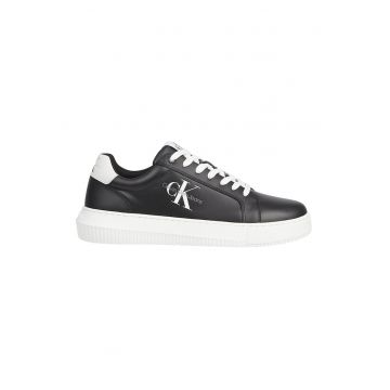 Pantofi sport low-cut de piele cu logo - Negru
