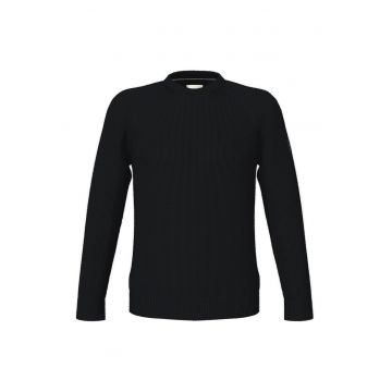 Pulover de bumbac organic cu maneci raglan - Negru