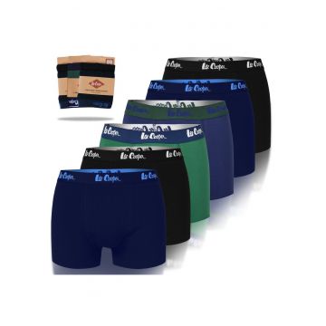 Set 6 Boxeri Barbati -  Bumbac - Bleumarin Verde