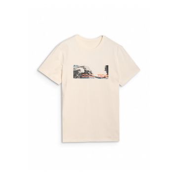 Tricou Barbati  Casual & Sport - 100% Bumbac - Alb Ecru - Regular Fit - Imprimeu Cool Tide - Marimi S-XXL