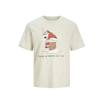 Tricou barbati -  design festiv - elastic - grej - bumbac