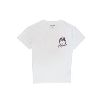 Tricou barbati -  imprimeu pe piept si spate - alb - bumbac