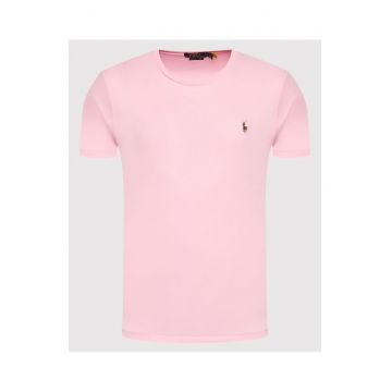 Tricou barbati -  slim fit - roz - bumbac -