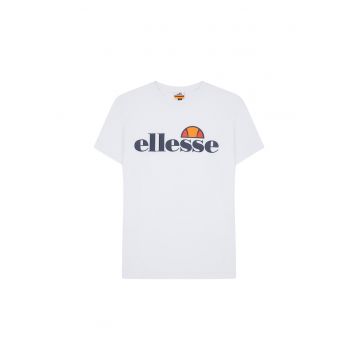 Tricou cu decolteu la baza gatului si imprimeu logo Prado - Alb