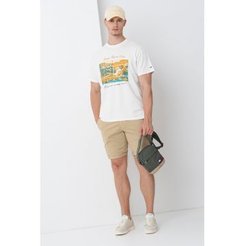 Tricou cu imprimeu grafic - Galben pal/Portocaliu pal/Alb murdar