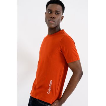 Tricou cu tehnologie uscare rapida si decolteu rotund - pentru fitness - Portocaliu inchis