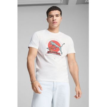 Tricou de bumbac cu decolteu la baza gatului - Alb/Coral