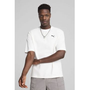 Tricou de bumbac cu decolteu la baza gatului - Alb