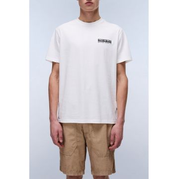 Tricou din bumbac cu imprimeu pe partea din spate - Alb/Negru