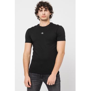 Tricou din bumbac organic cu logo - Negru