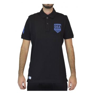 Tricou polo barbati  maneca scurta - inchidere cu nasturi - negru - bumbac organic -