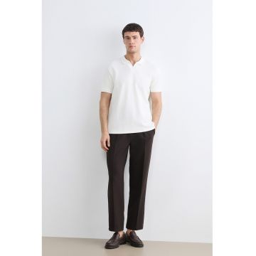 Tricou polo cu model uni - Alb fildes
