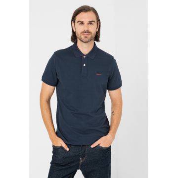 Tricou polo din amestec de bumbac - Rosu/Bleumarin