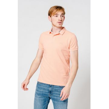 Tricou polo din material pique Vintage Destroy - Roz