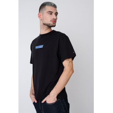 Tricou relaxed fit cu logo brodat - Negru