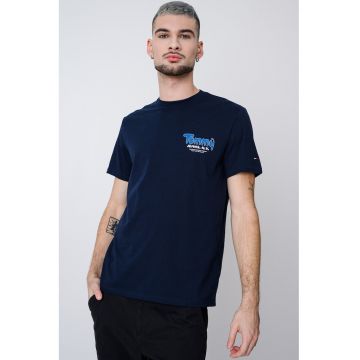 Tricou slim fit cu logo - Bleumarin