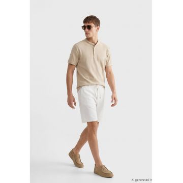 Bermude chino cu snur - Alb optic