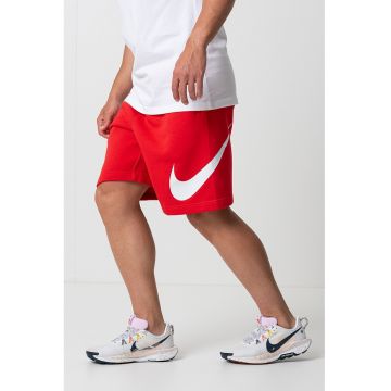 Bermude cu snur de ajustare si buzunare - Rosu/Alb