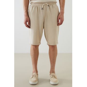 Bermude slim fit texturate - Bej deschis