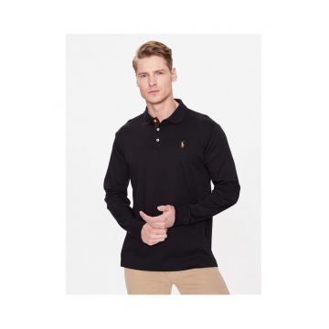 Bluza polo barbateasca  negru - bumbac