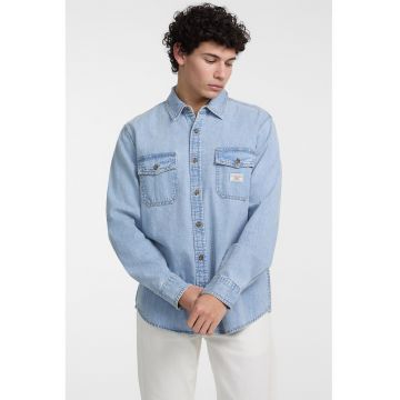 Camasa de denim cu buzunare cu clapa - Albastru deschis