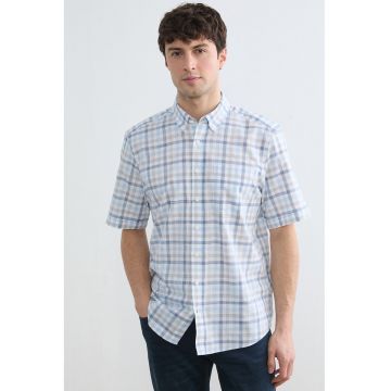 Camasa in carouri cu maneci scurte - Albastru