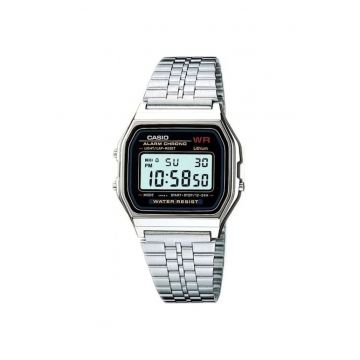 Ceas unisex  A159W-N1DF - mecanism quartz - alarm - iluminare LED - argintiu - 33x36mm