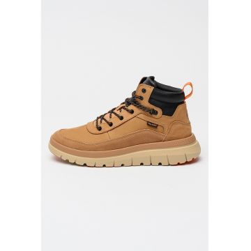 Ghete din piele nabuc cu garnituri din piele intoarsxa Pallaflex - Maro scortisoara