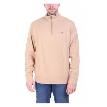 Hanorac barbati -  fermoar la jumatate - bej - bumbac