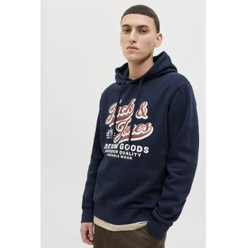 Hanorac din amestec de bumbac organic cu logo - Alb/Visiniu/Bleumarin