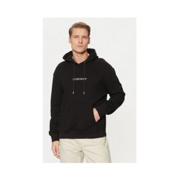 Hanorac din bumbac cu logo brodat pe piept