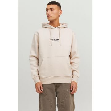 Hanorac lejer cu buzunar kangaroo - Alb fildes