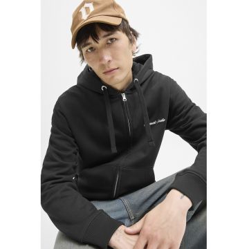 Hanorac relaxed fit cu fermoar - Negru