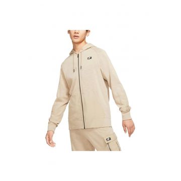 Hanorac sport barbati  bej - bumbac - cu gluga si maneci raglan -