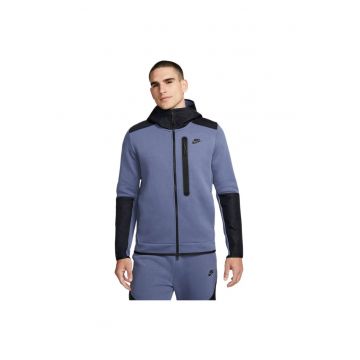 Hanorac sport barbati  Tech Fleece - rezistent la intemperii - gluga spatioasa - albastru - bumbac/poliester