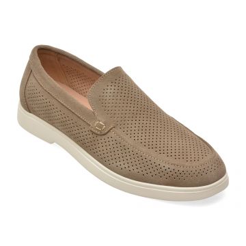 Mocasini BITE THE BULLET bej, Q305, din piele intoarsa