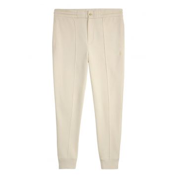 Pantaloni barbati -  bej - bumbac - poliester reciclat - cu fermoar