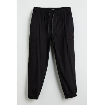 Pantaloni cargo cu snururi - Negru