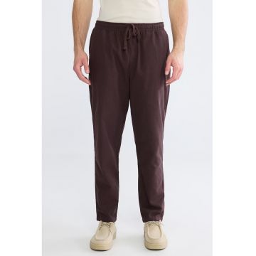 Pantaloni de bumbac cu talie ajustabila - Maro inchis
