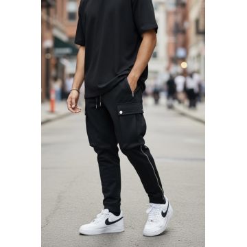 Pantaloni de trening cargo  negri  conici CU MIC DEFECT DEFY196 P20-1.3